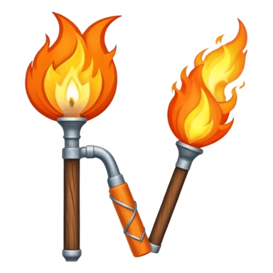 pitchfork and a torch crossing each other to make an x sticker
