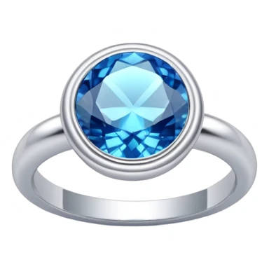 a silver ring with a blue gemstone, on a white background, in the style of iOS emoji, clean and minimalistic, high quality, 3D render, soft lighting, realistic reflections sticker