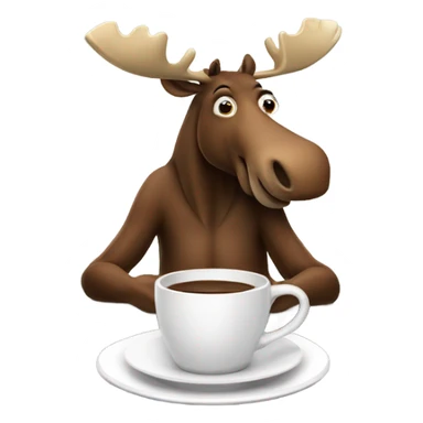 Moose drinking coffee  sticker
