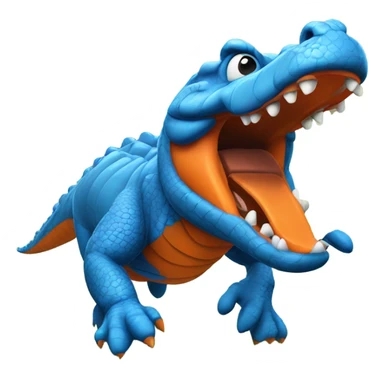 A blue and orange alligator running cross country sticker