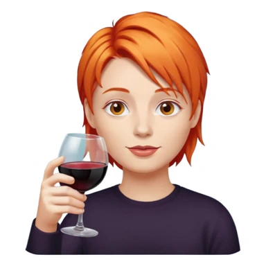 orange hair drinking wine sticker