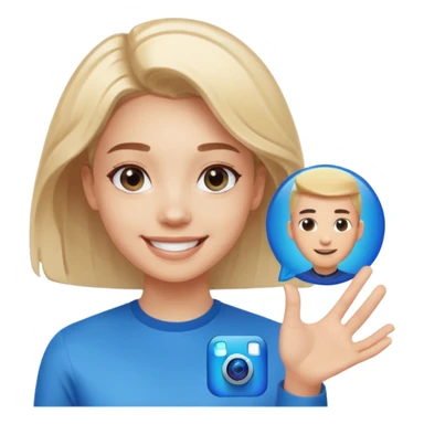 A realistic close-up photo of a professional-looking person smiling, with a blurred high-tech office background. Next to the person's face, there is a floating Instagram Blue Verified Badge. The lighting is cinematic, and the image looks like a high-end profile picture." sticker