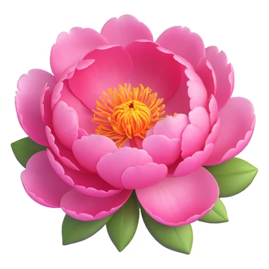 Recreate a pink peony flower in 3D iOS emoji style with realistic shading, smooth gradients, and a soft, rounded look. Keep the colors vibrant and the background transparent. sticker