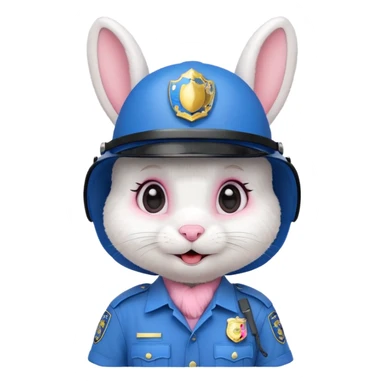 cute Rabbit police, blue uniform including helmet of uniform sticker