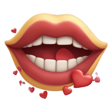 Biting lip with hearts flying around  sticker