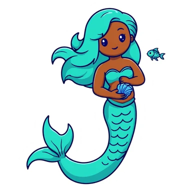 full body black mermaid with dark skin and fish tail sticker