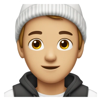 White Teen boy with beanie brown eyes sticker
