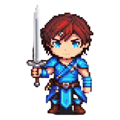 cute chibi male character with sword sticker