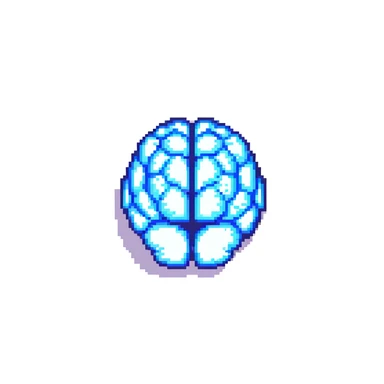 round superhuman brain icon, glowing brain with enhanced intelligence sticker
