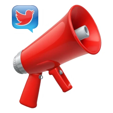 megaphone with social media icons around sticker