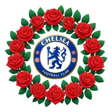 Chelsea football club logo in a wreath of red roses sticker