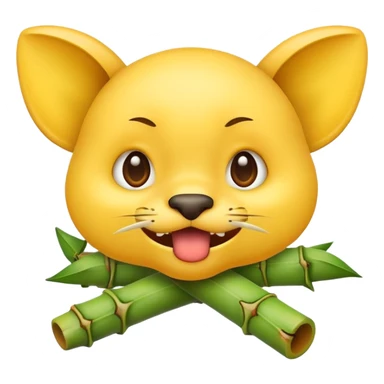 cute emoji face with determined expression biting bamboo muzzle sticker