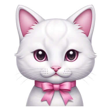 white kitty pink ribbon  sticker