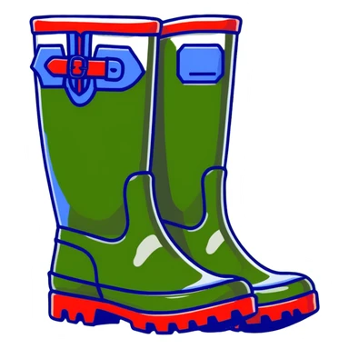 red and blue patterned wellington boots with mud splashes sticker