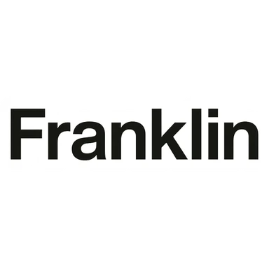 'Franklin' word mark, title case, modern Helvetica-style, startup branding, black sticker