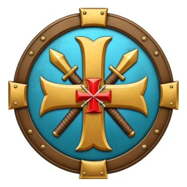 Insignia militar realista para videojuegos de guerra (estilo Battlefield), forma de escudo metálico con bordes desgastados. Incluye:

Símbolo: [fusiles cruzados / águila / estrellas / espada] sticker