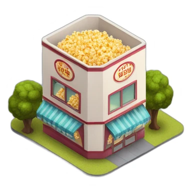 Popcorn cinema house isometric sticker