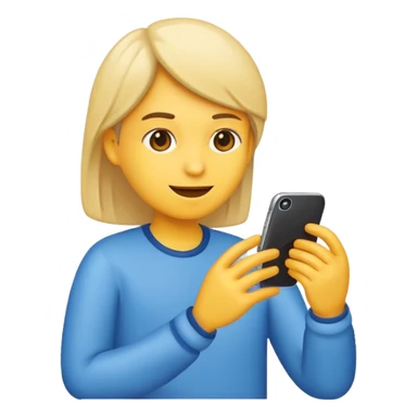 Emoji of a person typing on their smartphone. Simple emoji style, flat design, bright colors, thick outlines. sticker