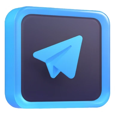 Telegram logo on a transparent glass square rounded block sticker