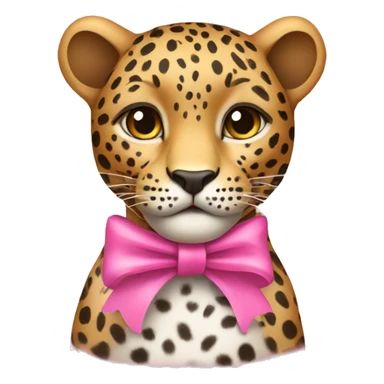 leopard wearing pink ribbon around neck sticker