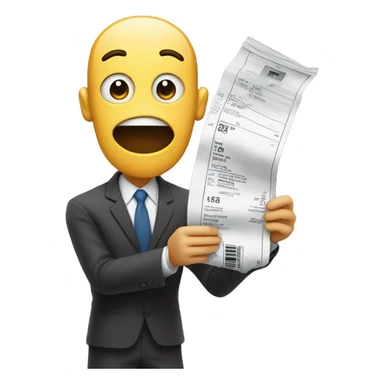 Standing tall, looking surprised at the length of the receipt, possibly with wide eyes. sticker