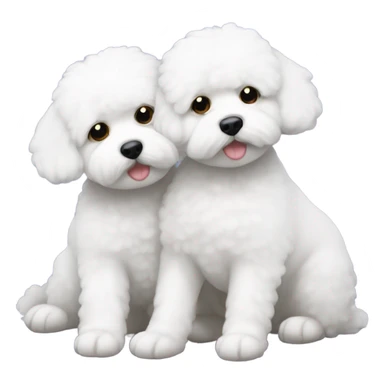 two bichons cuddling together  sticker