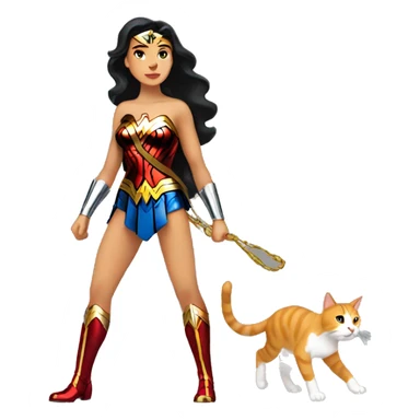 Wonder Woman walking a cat sticker