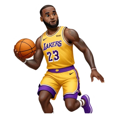 LeBron James basketball player in Lakers jersey dunking sticker