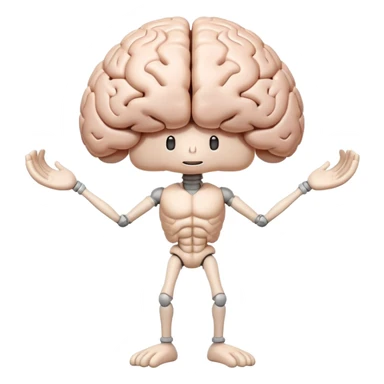 humanoid brain character with arms and legs sticker