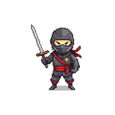 masked ninja with sword and throwing stars sticker