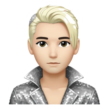 Bill Kaulitz with platinum blonde hair, silver sequin outfit  sticker