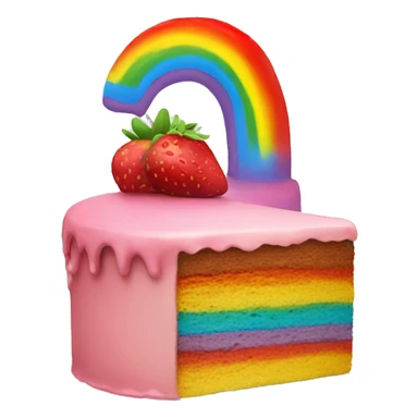 cake with rainbow and stawberry sticker