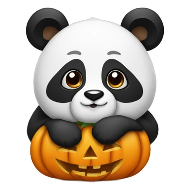 Panda with a pumpkin on its head sticker