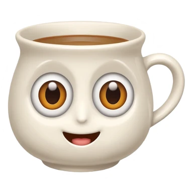 a ceramics cup with eyes and mouth sticker