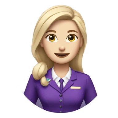 Blonde fair skin flight attendant in purple dress  sticker