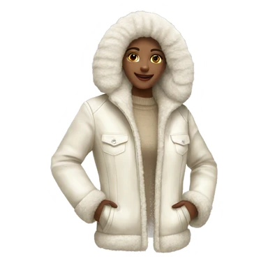 character woman -clothing IVORY FAUX FUR SHEARING JACKET sticker