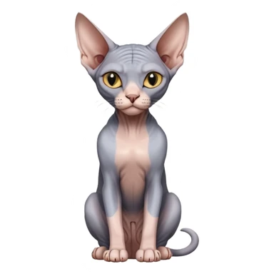 sphynx cat full body sitting with one eye closed sticker