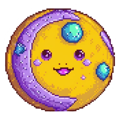 fantasy yellow planet with spots and a cute winking face sticker