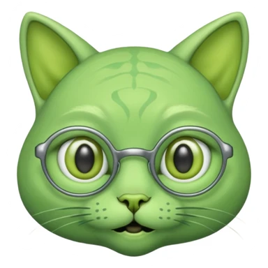 green alien cat with no fur, and spectacles and hair sticker