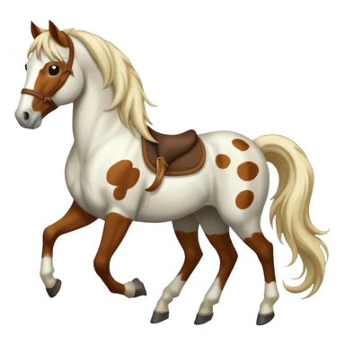 A horse in white with brown spots and a long mane sticker