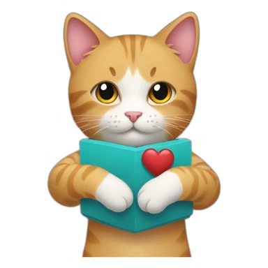Cat with heart in hands sticker