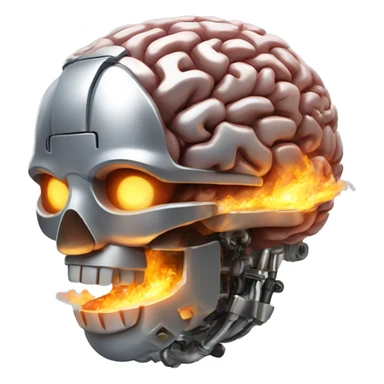 mechanical brain on fire sticker