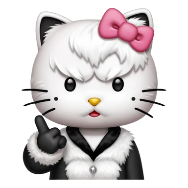 Hello kitty holding up the middle finger sticker