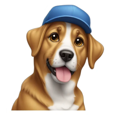 Dog with cap sticker