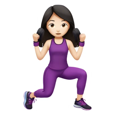 Long hair asian girl working out cute outfit sticker