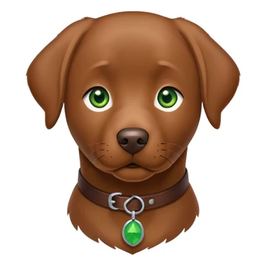 brown labrador with green eyes and brown collar sticker