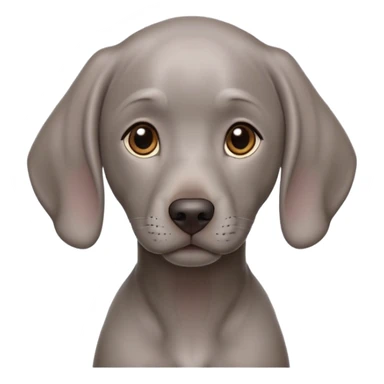 cinematic-noble-weimaraner puppy-portrait-emoji,-poised-and-regal,-with-a-strong,-athletic-build-and-a-lustrous,-well-groomed-grey fur,-deep-set-soulful-brown-eyes,-simplified-yet-sharp-and-sophisticated-features,-highly-detailed, sticker