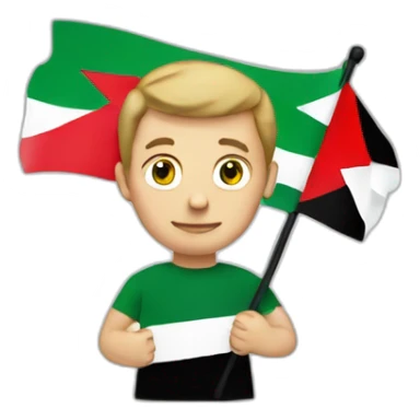 white men holding palestine flag sticker