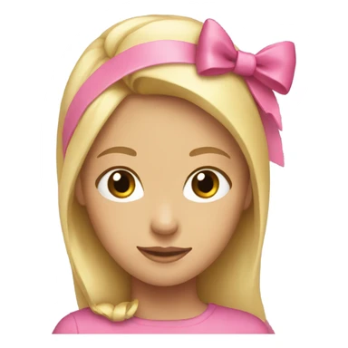 Blonde girl wearing a pink bow on her head  sticker