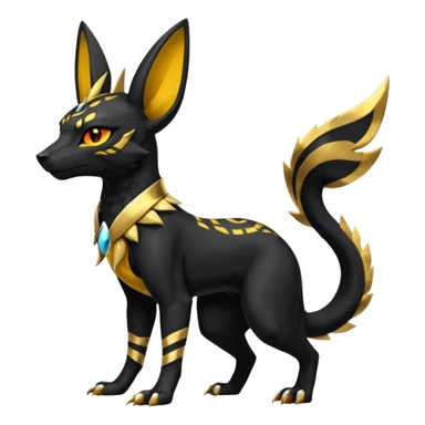 Shiny 4-legged Umbreon-Anubis-Salandit-Zeraora-fusion, full body sticker